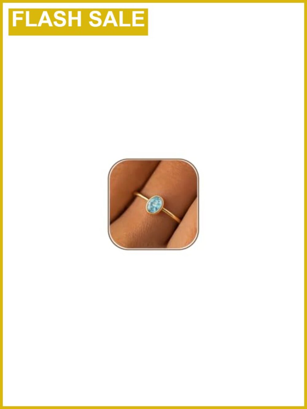 14K Gold Plated Birthstone Ring Women Non Tarnish Stackable